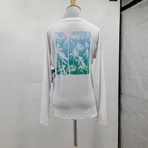 Huk T Shirt Womens M Medium White Paradise Pursuit Performance Long Sleeve Crew - Picture 2 of 12